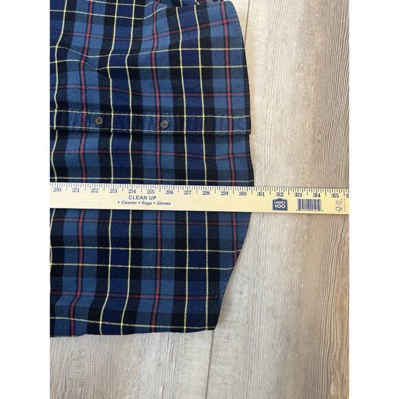 Lands End Shirt Mens XL Thick Flannel Button Down Blue Plaid Long Sleeve - Picture 7 of 7